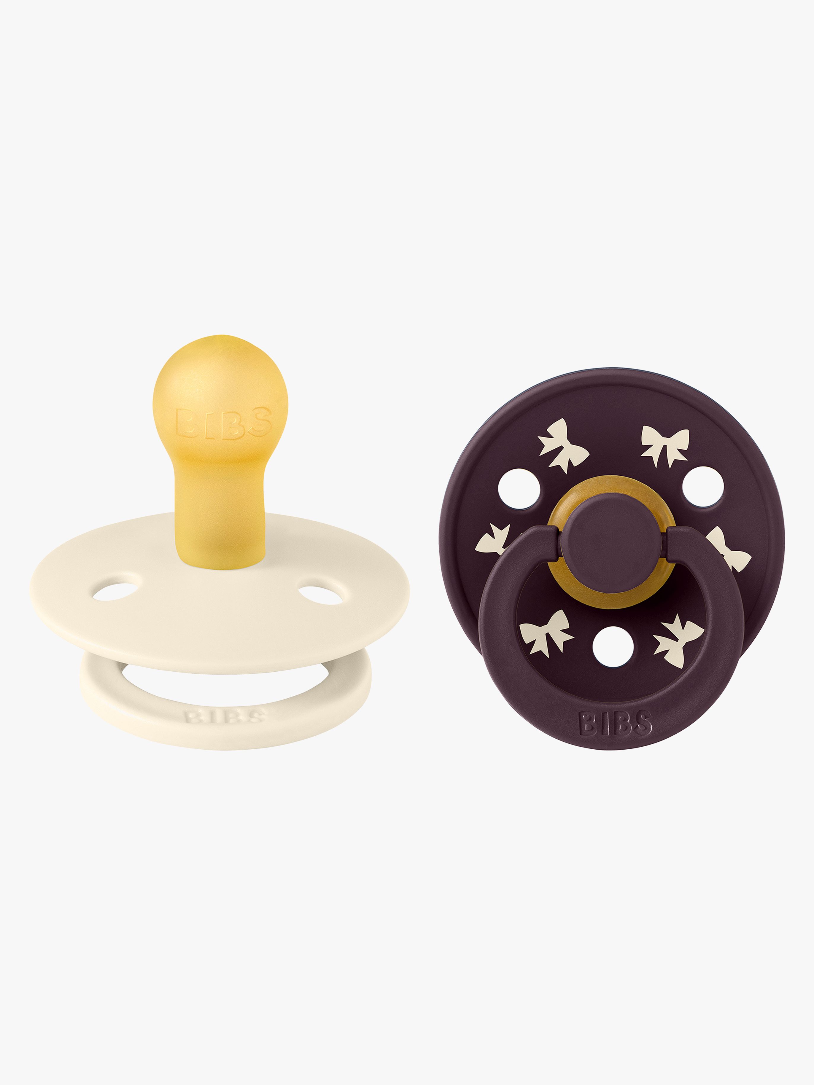 BIBS Colour Holiday Bow Napp 2-Pack Latex Stl 1, Ivory/Plum