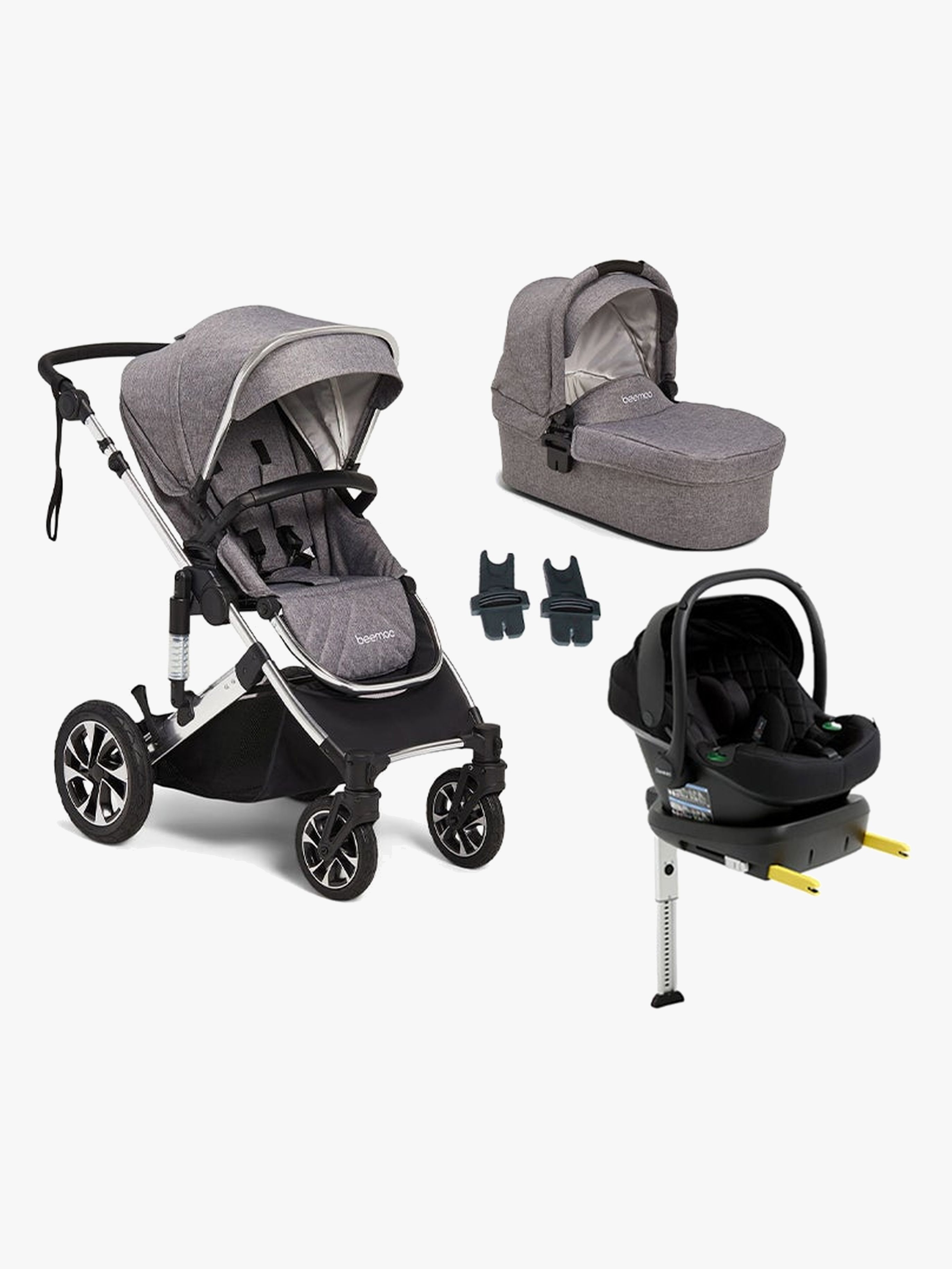 Beemoo Maxi 4 Duovagn Inkl. Beemoo Route Babyskydd &  Bas, Grey Silver/Black Stone