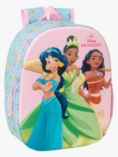 Disney Princess 3D Ryggsäck 8,5L & Pennfodral, Blå/Rosa