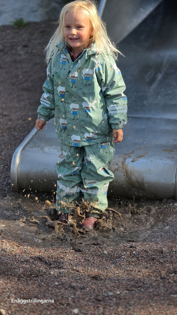 Geggamoja  Fodrat Regnställ Pippi Långstrump, Grön