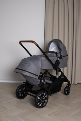 Beemoo Maxi 4 Twin Geschwisterwagen, Grey Melange/Black