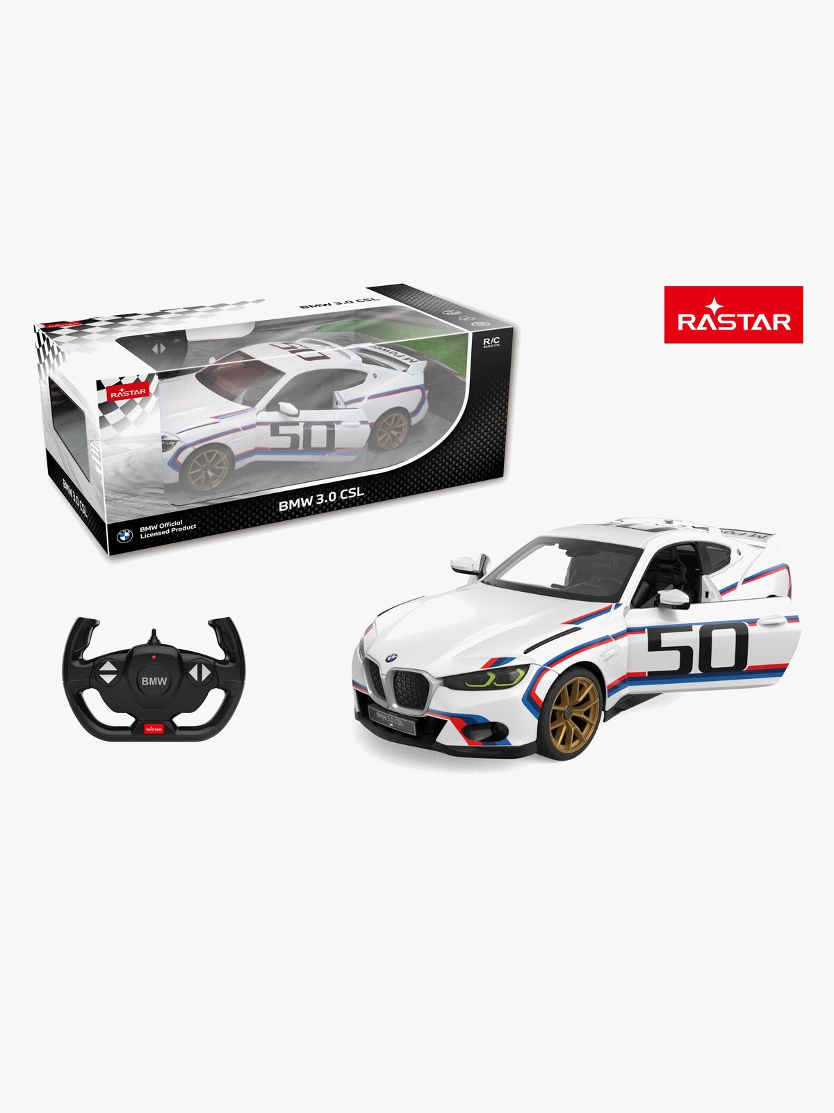Rastar BMW 3.0 CSL Radiostyrd Bil 1:14, Vit