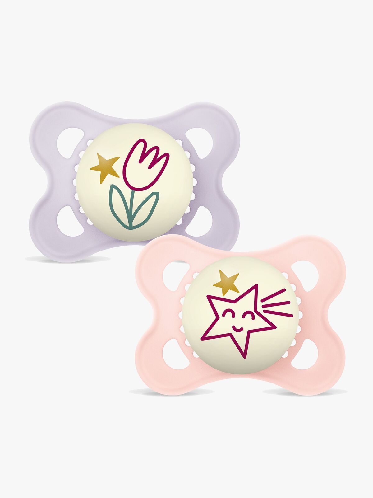 MAM Original Night Nappar Silikon 2-Pack 0-6m, Rosa