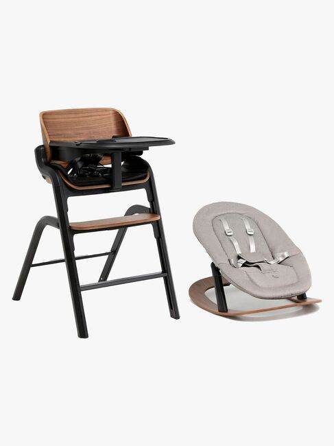 Beemoo Selection Life Matstol Inkl. Babysitter, Walnut/Grey