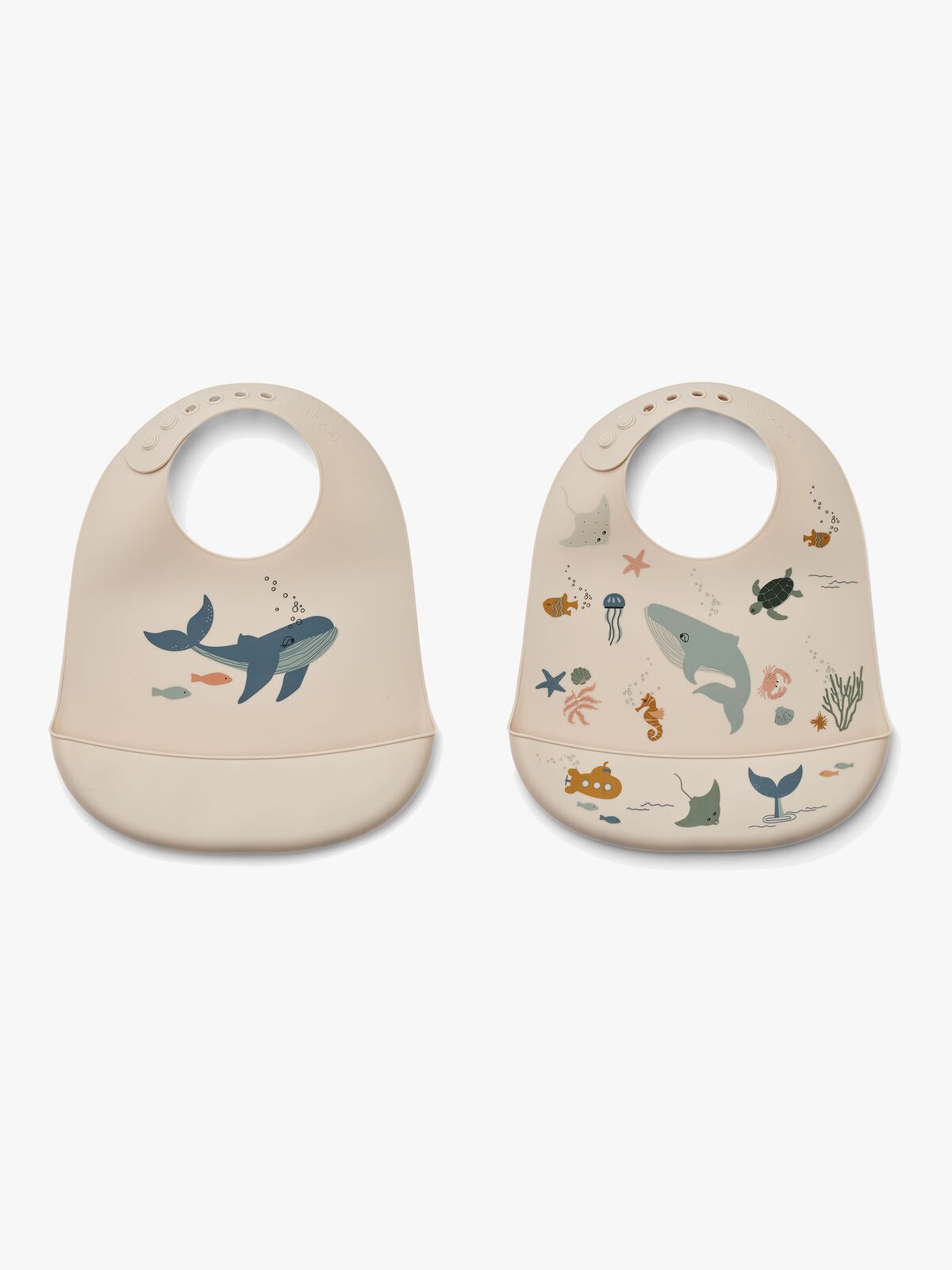 LIEWOOD Tilda Haklapp med Tryck 2-Pack, Sea Creature/Sandy