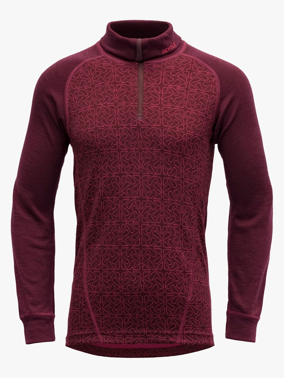 Devold DUO ACTIVE MERINO ZIP NECK Tröja Merinoull JR, Port