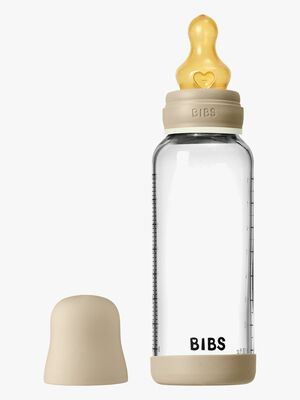 BIBS Medium Flow  Glas Sutteflaske Latex 240 ml Rund, Vanilla GLOW