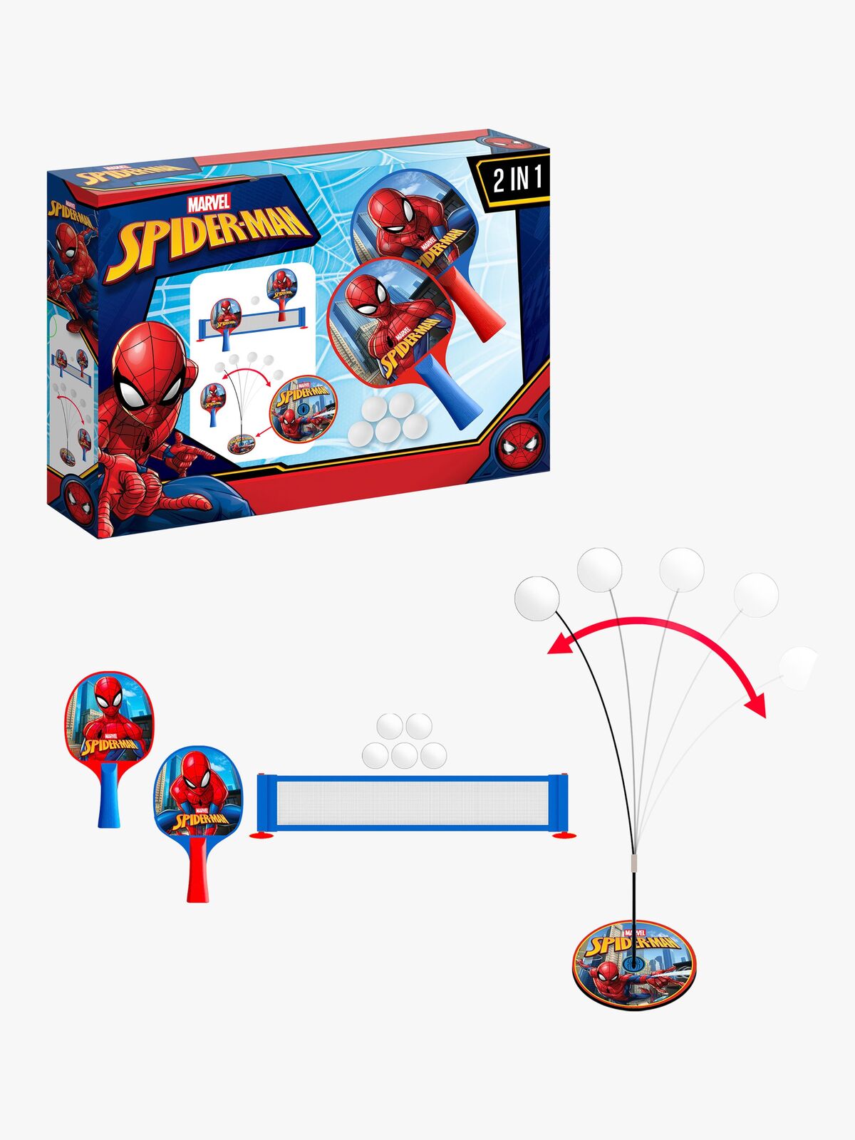 Marvel Spider-Man 2-i-1 Bordtennisset
