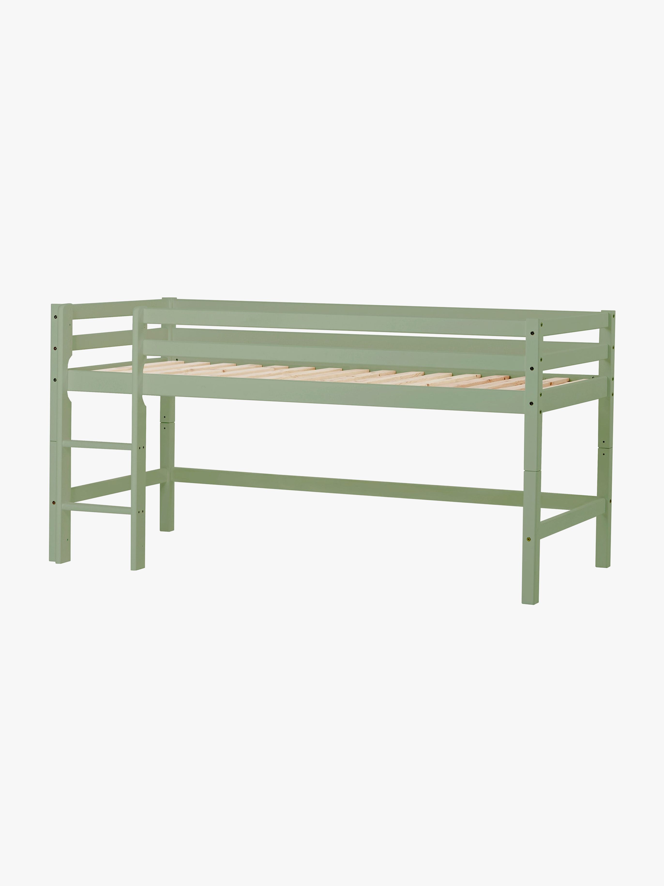 Hoppekids ECO Dream Halvhög Loftsäng 90x200 Pale Green – Svanenmärkt från 3 år