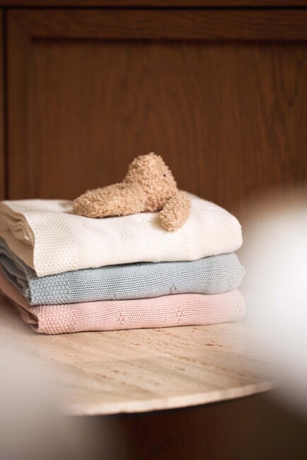 Jollein Stickad Filt Cozy, Ivory