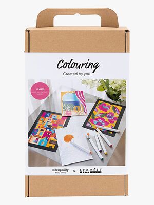 Creativ Company Målarset Färgläggning Måla Efter Siffror med Tuschpennor, Rosa