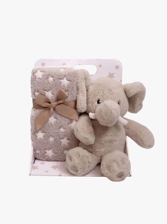 CarloBaby Elefant Fleecefilt och Gosedjur, Beige
