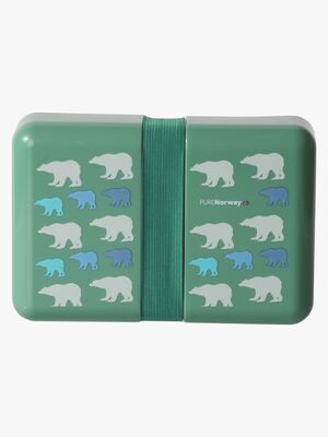 Pure Norway Go Matlåda med Gummiband Isbjörn, Grön
