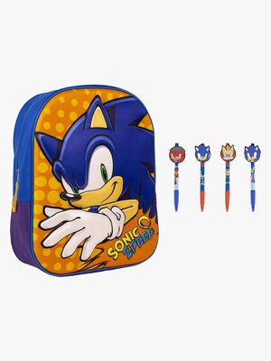 Sonic 3D Ryggsäck & Pennor, Blå/Orange