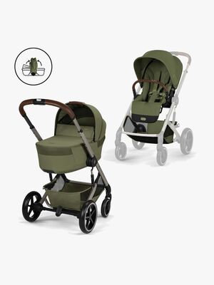 Cybex BALIOS S Lux Kombikinderwagen mit Falt-Liegewanne, Moss Green