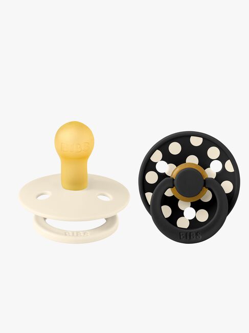 BIBS Studio Colour Polka Napp 2-Pack Latex Stl 1, Ivory/Black