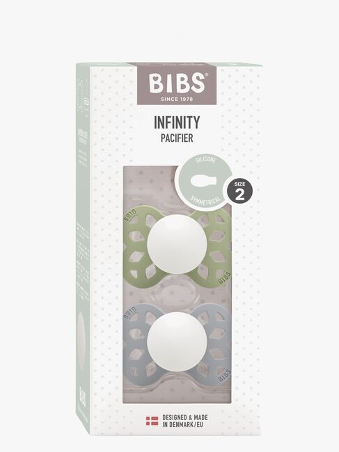 BIBS Infinity Nappar 2-Pack Silikon Stl 2 Symmetrisk, Sage GLOW/Cloud GLOW