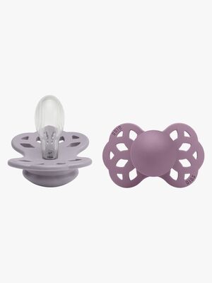 BIBS Infinity Smokker 2-pack Silikon Str 2 Symmetrisk, Fossil Grey/Mauve