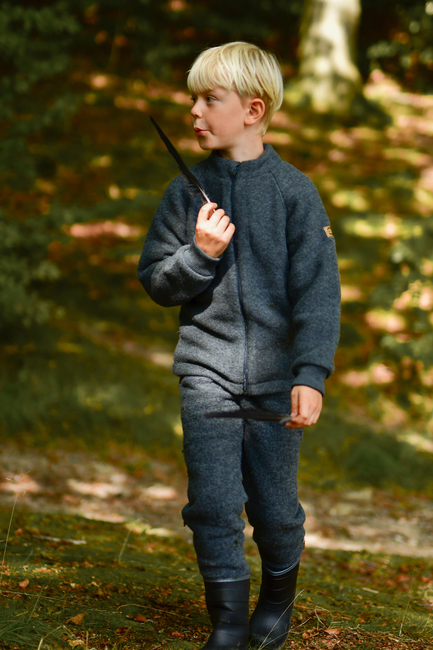 Mikk-Line Ullfleecebyxor Barn, Anthracite Melange