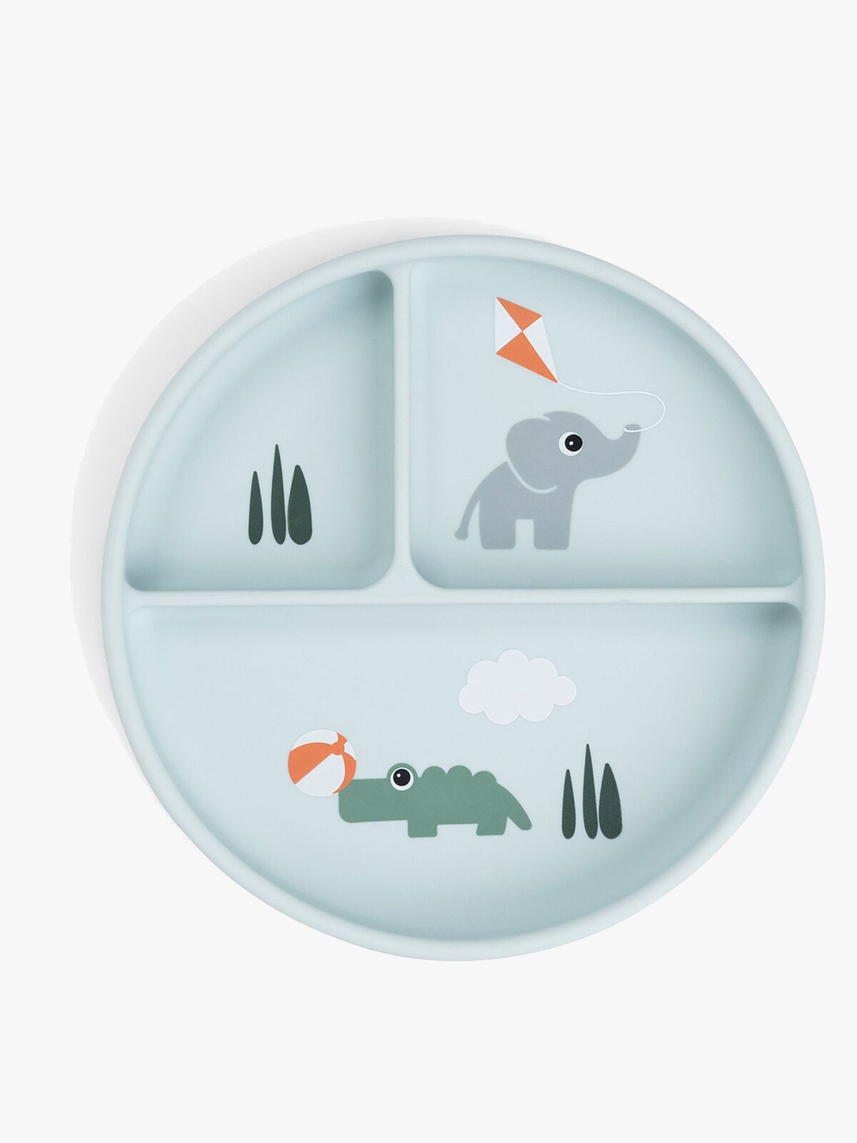 Done By Deer Playground Stick & Stay  Delad Silikontallrik, Blue