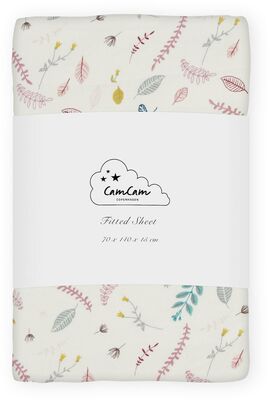 CamCamCopenhagen Dra-på-lakan 140x70, GOTS Pressed Leaves Rose
