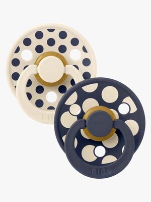 BIBS Studio Colour Sut 2-pak Polka Mix Latex Str. 1, Ivory/Deep Space