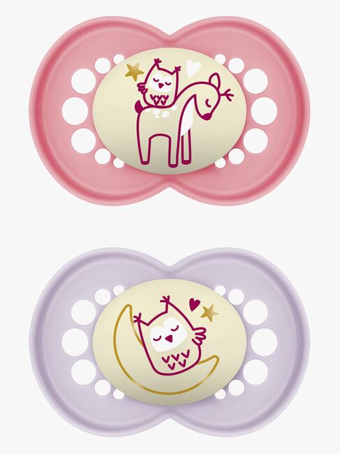 MAM Original Night Silikon Nappar 2-Pack 6-16m, Rosa