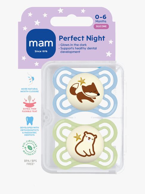 MAM Perfect Night Napp Silikon 2-Pack 0-6m, Blå