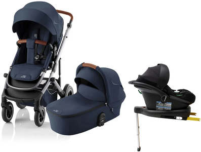 Britax Smile 5Z Duovagn inkl. Beemoo Route Babyskydd & Bas, Night Blue/Black Stone