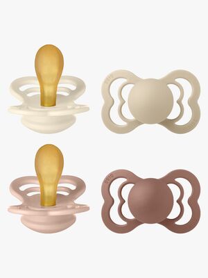 BIBS Supreme Napp 4-Pack Gjord Av Latex Stl 2, Ivory/Vanilla/Blush/Woodchuck