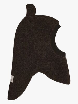 Huttelihut Ullbalaklava med Öron, Dark Brown Melange