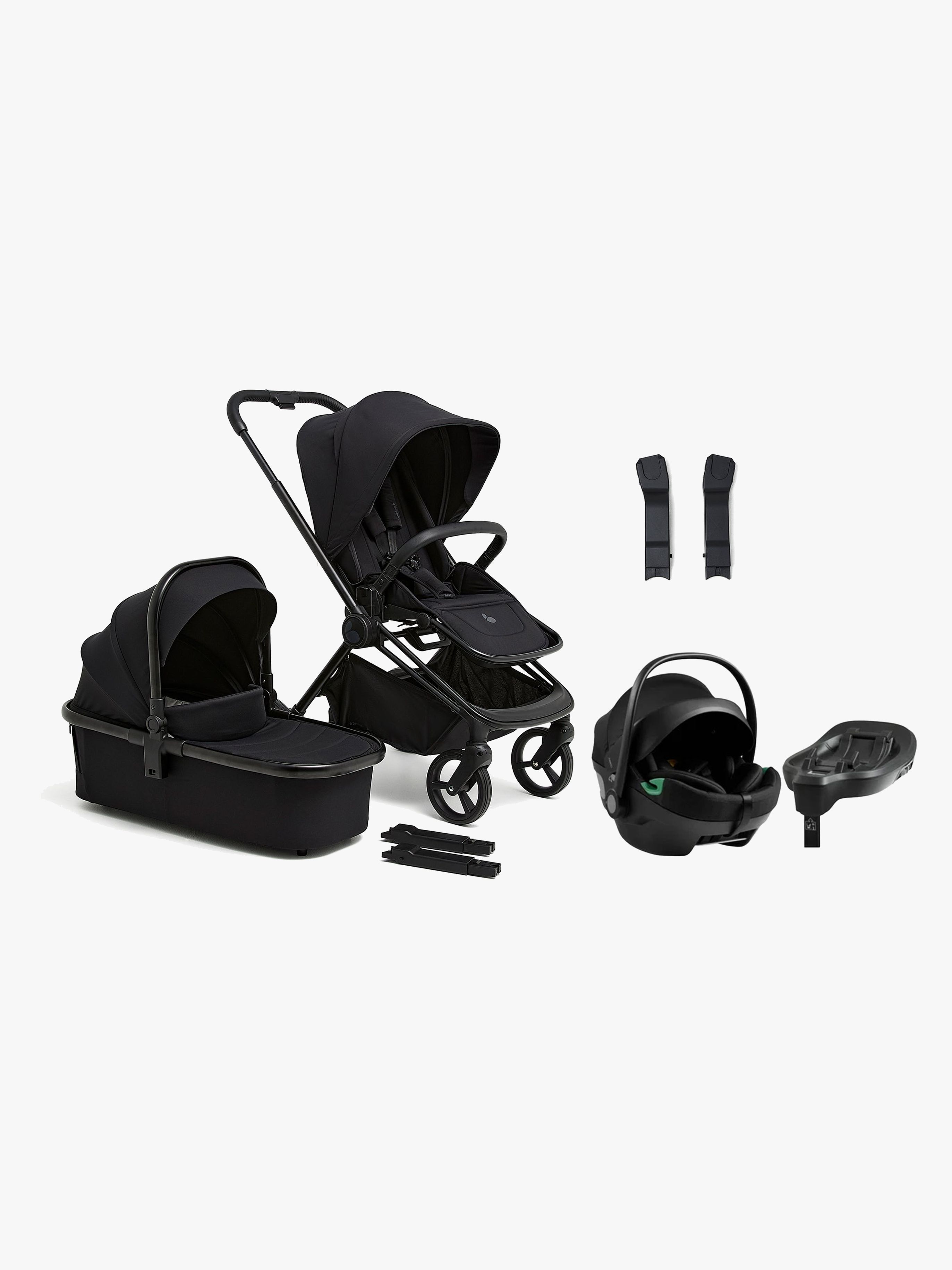 Beemoo One Duovagn inkl. Axkid GOKID Babyskydd &  Bas, All Black/Coastal Storm Black