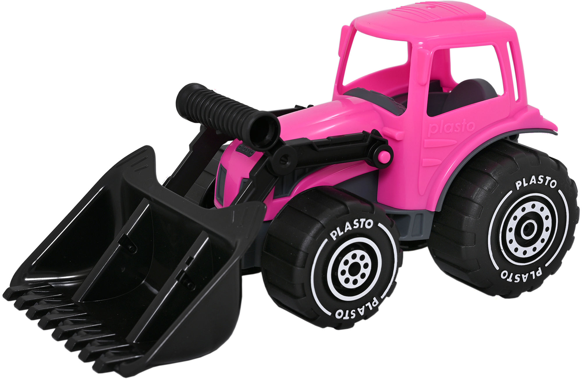 Plasto Traktor Med Frontlastare Rosa/Svart