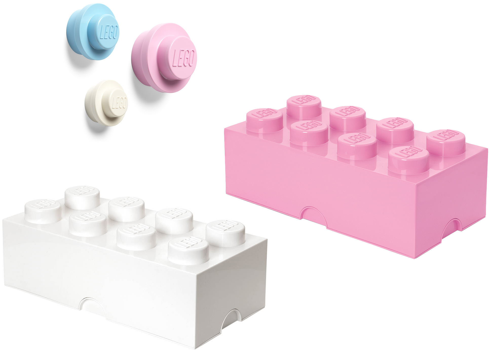 LEGO Förvaring med Väggkrok 3-pack Vit/Rosa/Blå