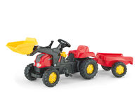 Rolly Toys Traktor med Grävskopa+Släp Kid, Röd