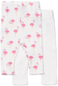 Tiny Treasure Lexi Leggings 2-Pack, White/Flamingo