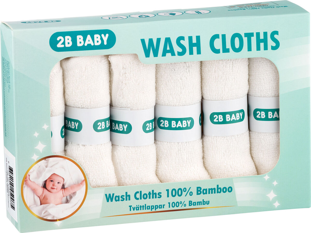 2B Baby Tvättlappar Bambu 6-pack, Vit