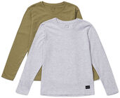 Luca & Lola Abel Långärmad T-Shirt 2-pack, Grey Melange/Brown