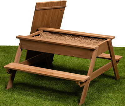 Woodlii Picknickbord med Sandlåda + Lock, Brun