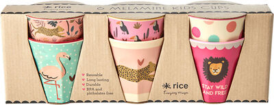 Rice Mugg Melamin Liten Jungle Print 6-pack, Pink
