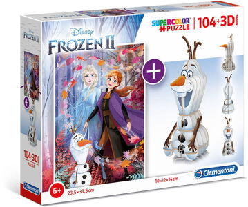 Disney Frozen 2 Pussel 104 Bitar Inkl. 3D-modell