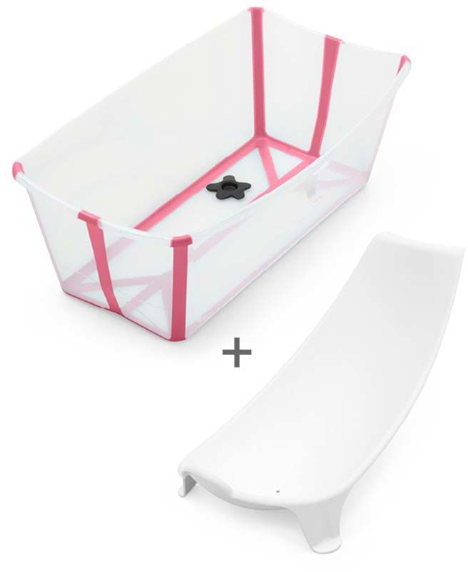 Stokke Flexi Bath® Badbalja & Badstöd, Transparent Pink